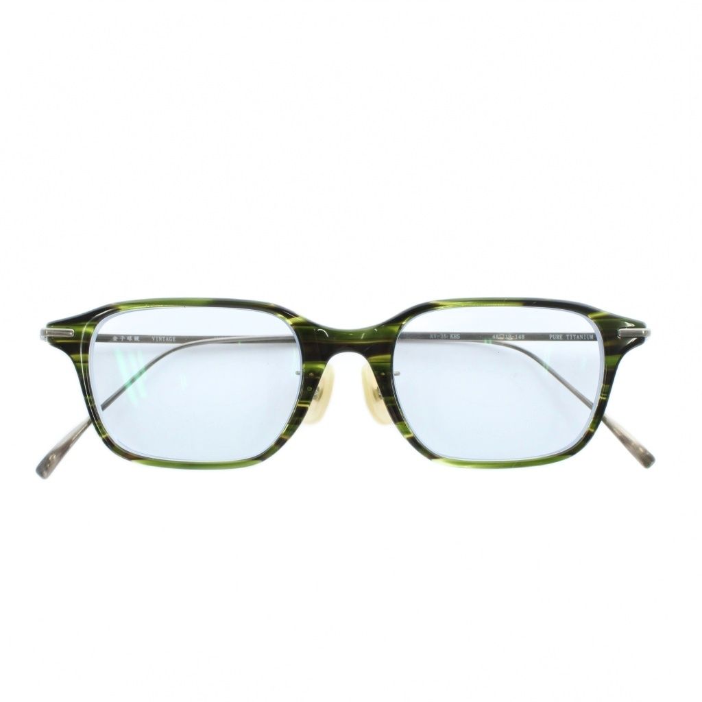 金子眼鏡 KANEKO OPTICAL ヴィンテージ 眼鏡 メガネ 度入り セルフレーム チタン べっ甲柄 48 19-148 緑 グリーン 黒 ブラック KV-35 XZ GY 11