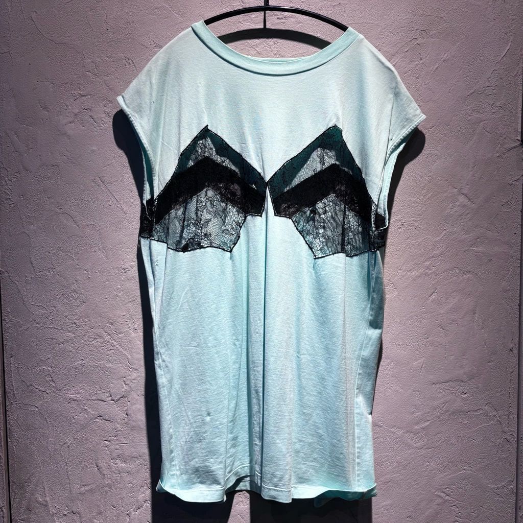 Maison Margiela メゾンマルジェラ 19 SS Laced SleeveLess Top ノースリーブTシャツ S 22816 ミントグリーン size 38 代官山A 12