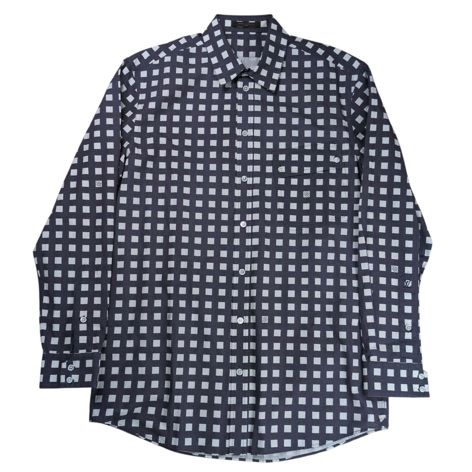 LOUIS VUITTON LV Embroidered Damier Pattern L S Shirt