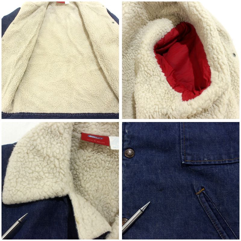80s vintage Dickies 裏地ボア ランチ デニムジャケット メンズ L