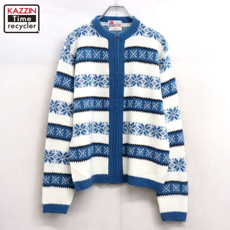 70s vintage REVERE ノルディック柄 ジップアップ アクリル ニット