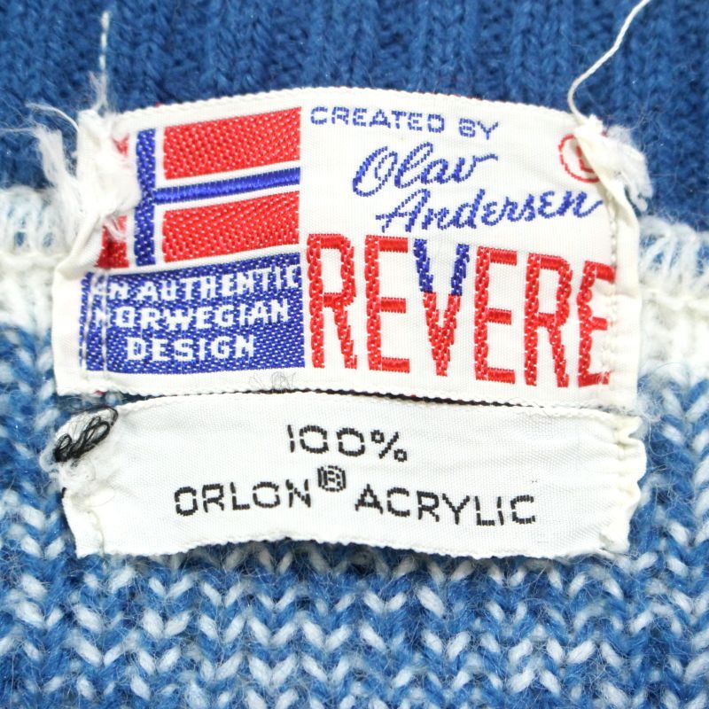 70s vintage REVERE ノルディック柄 ジップアップ アクリル ニット