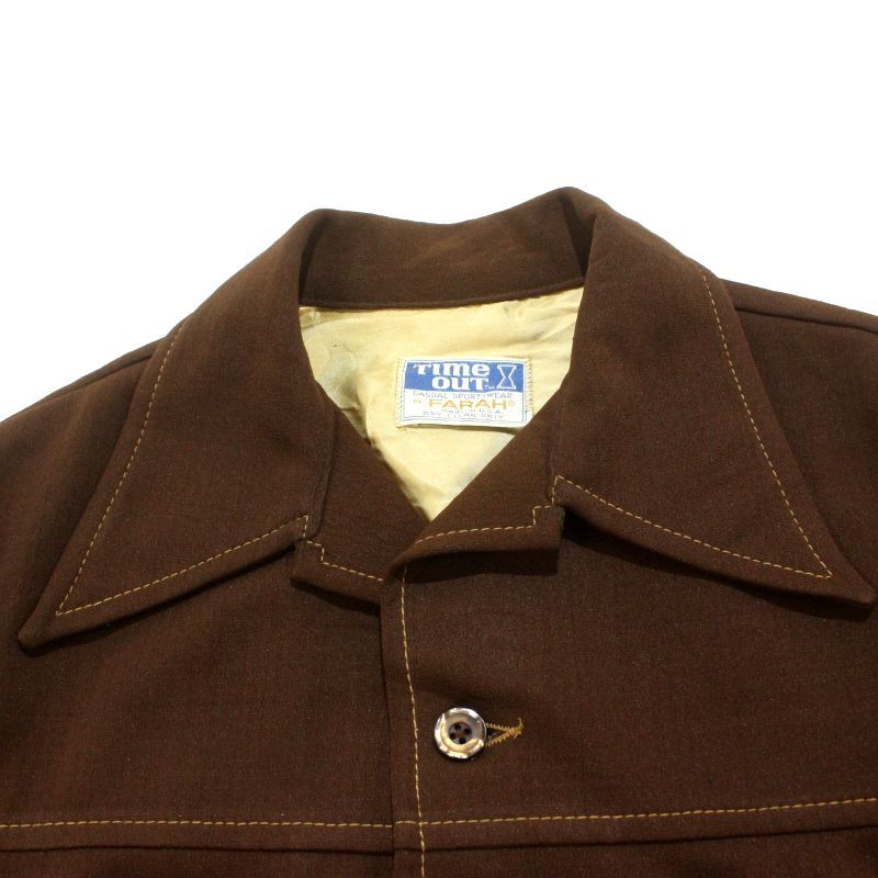70s USA製 vintage FARAH ポリエステル シャツ ジャケット メンズ M
