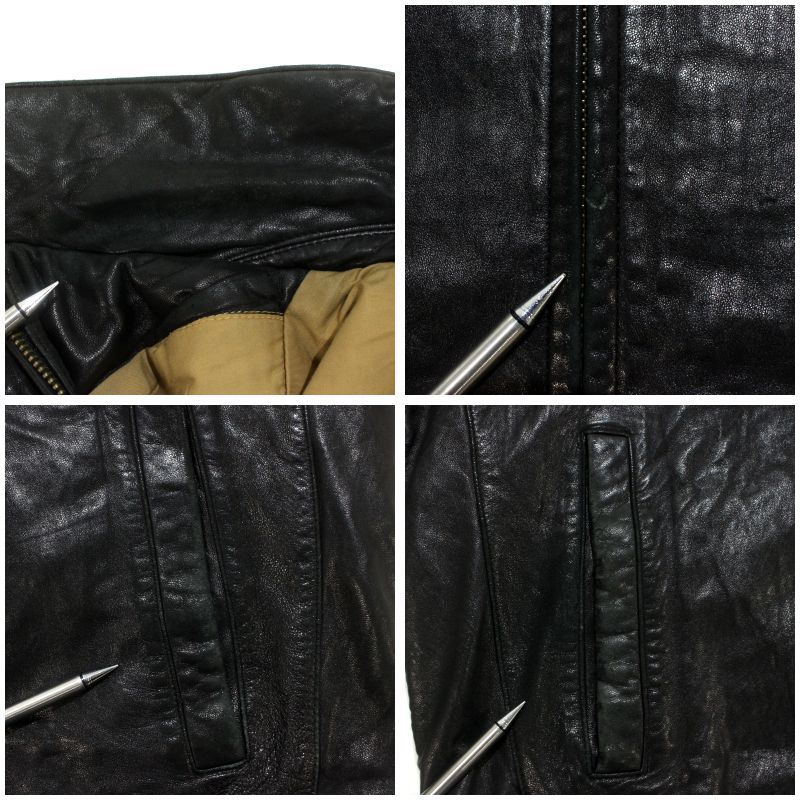 00s DOCKERS ブラック レザージャケット メンズ ベスト XL~サイズ相当