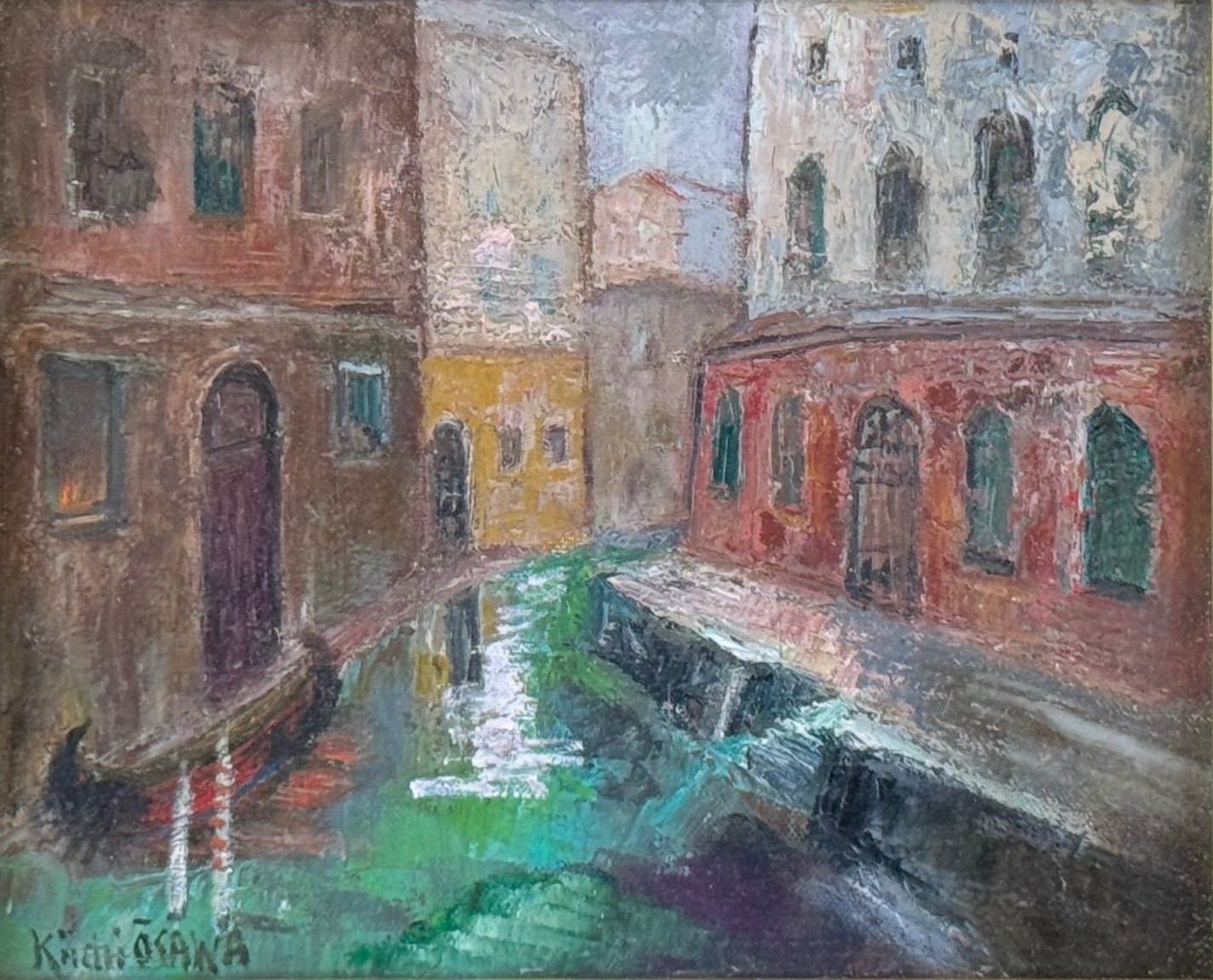 大澤喜一 「ベニス」 油彩 3号 風景画 直筆サイン入り 師 斎藤三郎