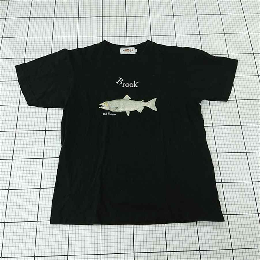 ◇ ⊂ ブルック Brook 魚プリントTシャツ ブラック系 メンズ Lサイズ E