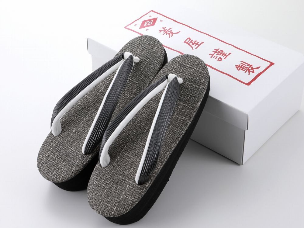 菱屋謹製 カレンブロッソ うまくいく紋 ソフト鼻緒 おしゃれ カフェ草履 Mサイズ グレー系 hiy 81 341