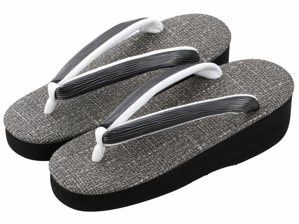 菱屋謹製 カレンブロッソ うまくいく紋 ソフト鼻緒 おしゃれ カフェ草履 Mサイズ グレー系 hiy-81-341