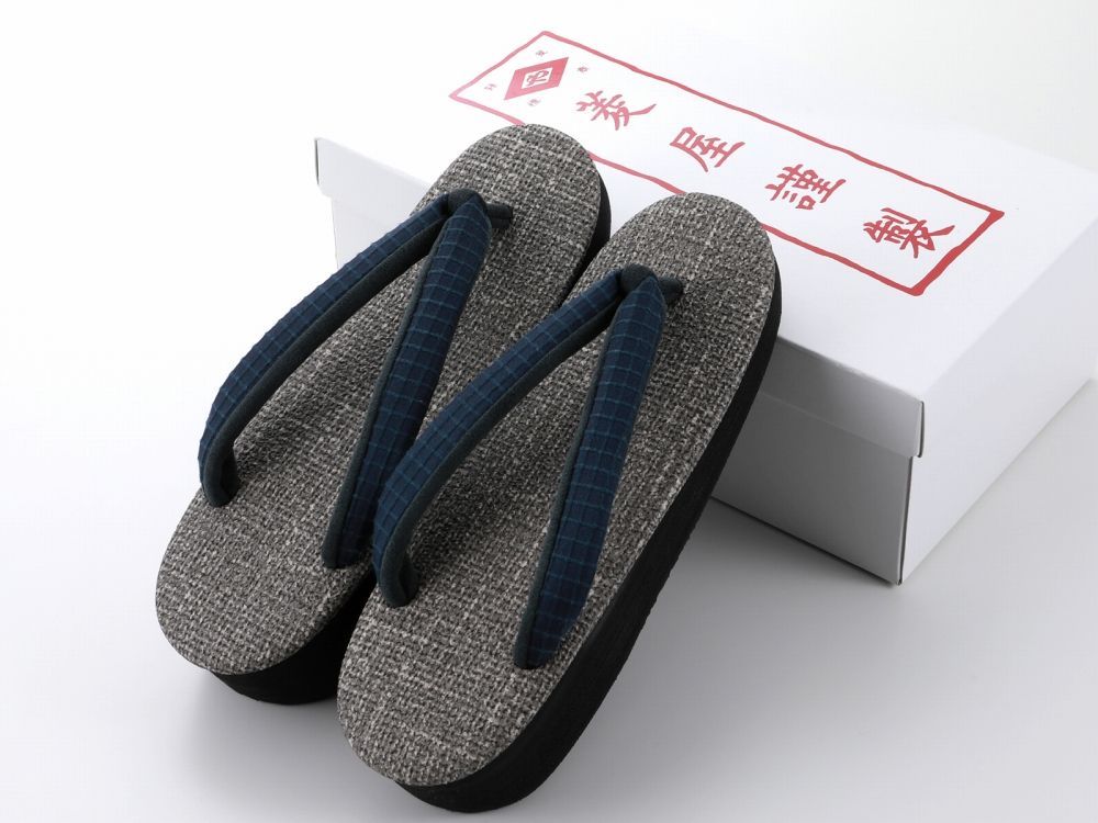 菱屋謹製 カレンブロッソ うまくいく紋 ソフト鼻緒 おしゃれ カフェ草履 Mサイズ グレー系 hiy 81 342