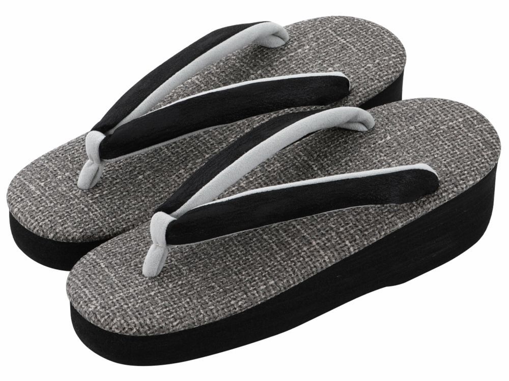 菱屋謹製 カレンブロッソ うまくいく紋 ソフト鼻緒 おしゃれ カフェ草履 Mサイズ グレー系 hiy-81-343