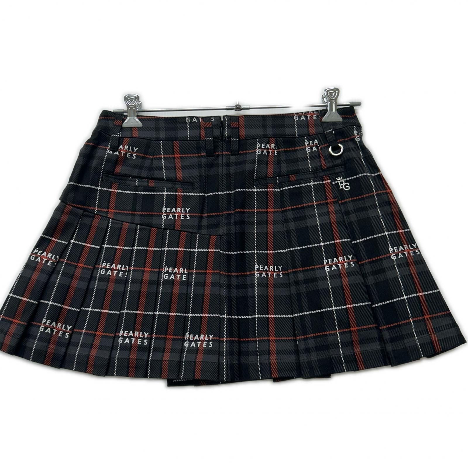 レディース パーリーゲイツ PEARLY GATES スカート 2 L グレー×黒×茶 プリーツ チェック 総柄 ラップ風