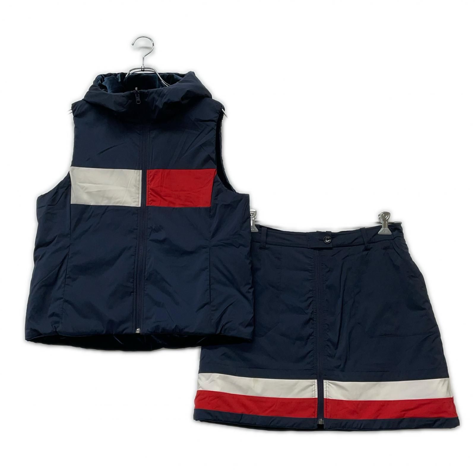 レディース トミーヒルフィガーゴルフ TOMMY HILFIGER GOLF セットアップ LL 紺 ネイビー リバーシブル 中綿 ベロア