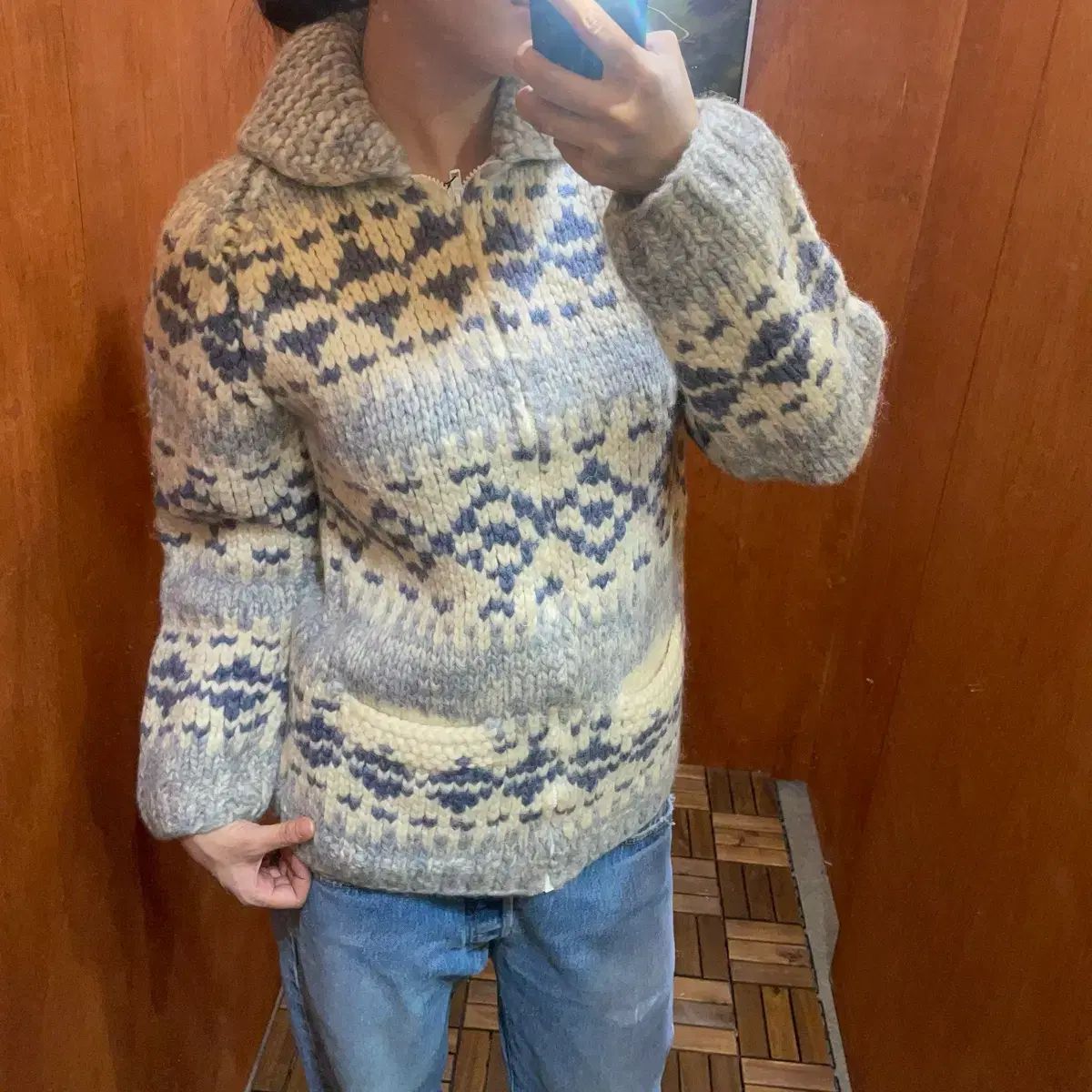 S カウチン カウチンセーター ジップアップニット