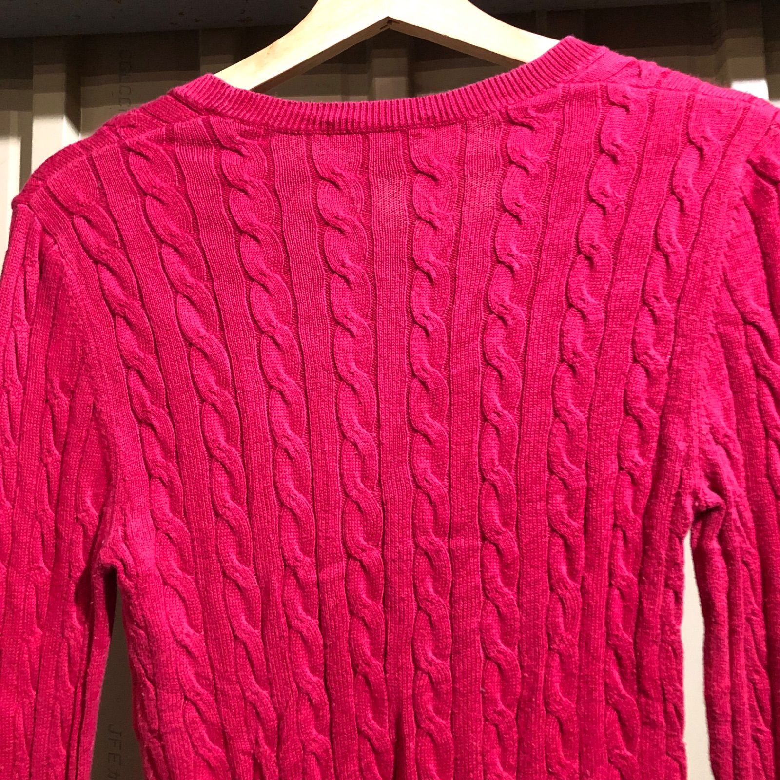 ゆ*お様 古着 LACOSTE ラコステ Ralph ラルフ ニット セーター 1069 LACOSTE セーター レッド size 34 XS ラコステ ニット ケーブル