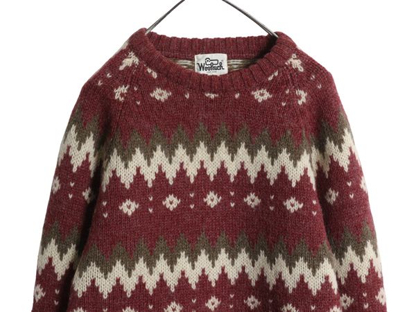 70 s ウールリッチ ニット セーター メンズ レディース XL ヴィンテージ 長袖ニット ウール フェアアイル ノルディック 総柄 大きいサイズ