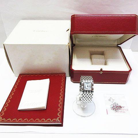 カルティエ　パンテール　リュバン　ホワイトシェル文字盤　W61001T9付属品完 電池交換済 Cartier カルティエ パンテール リュバン シェル文字盤