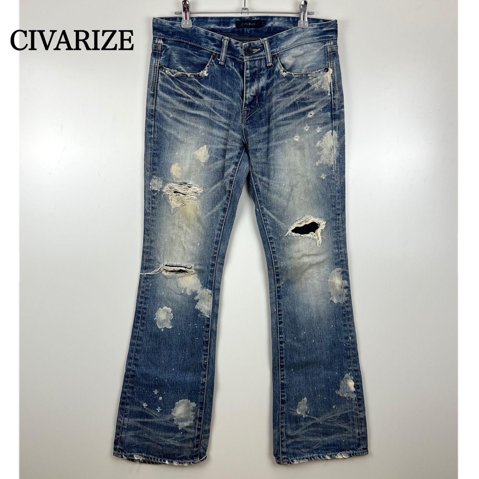 パンツ 2000's CIVARIZE custom flare denim y2k CIVARIZE 00s y2k archive bleach flare denim pants 44 シヴァー