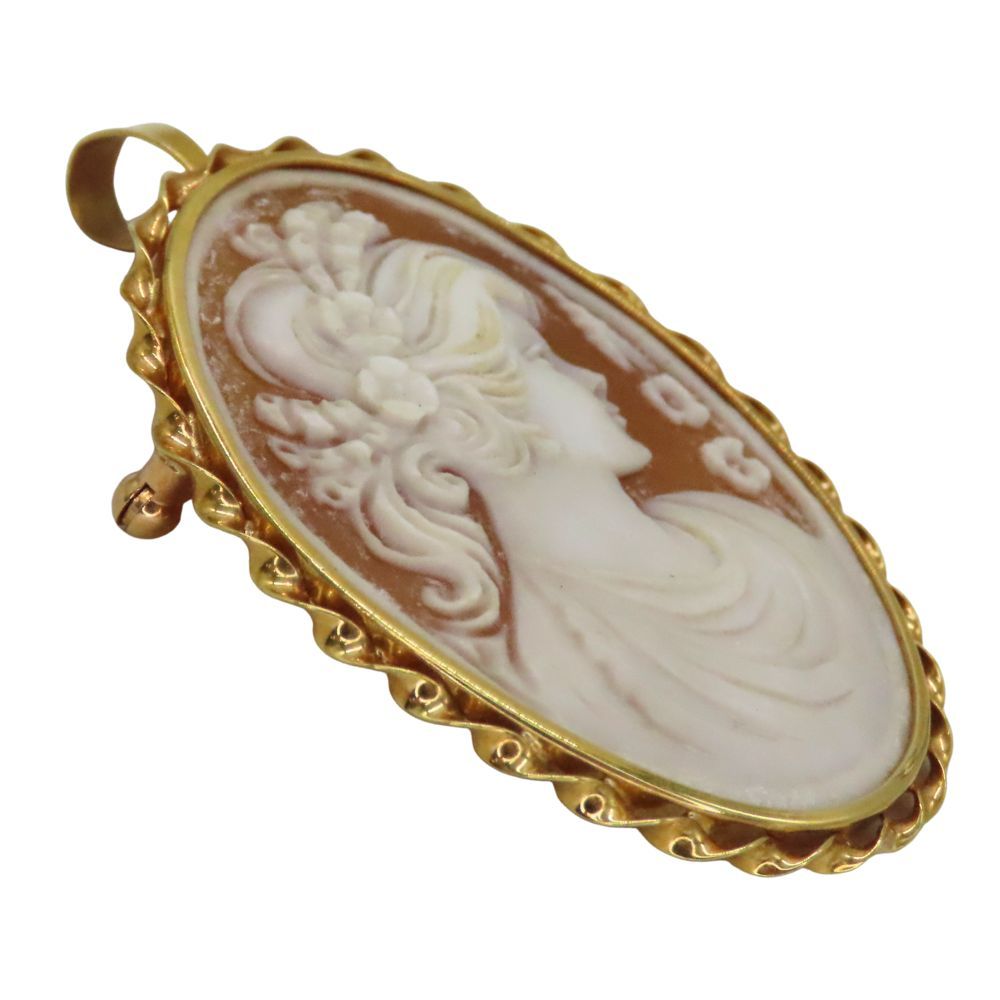 中古】カメオ ブローチ ペンダントトップ K18 ノーブランド ゴールド