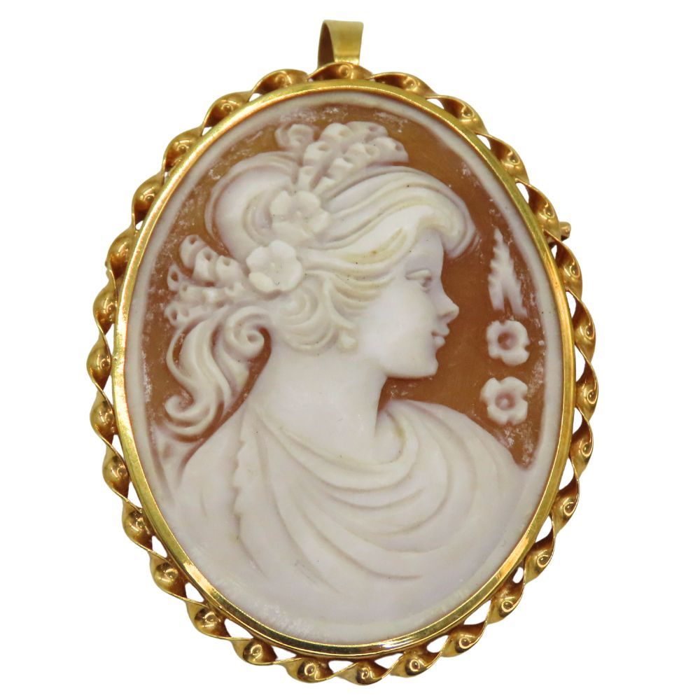 中古】カメオ ブローチ ペンダントトップ K18 ノーブランド ゴールド