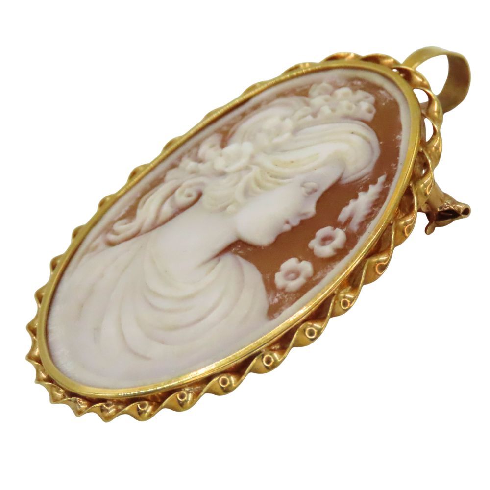 中古】カメオ ブローチ ペンダントトップ K18 ノーブランド ゴールド