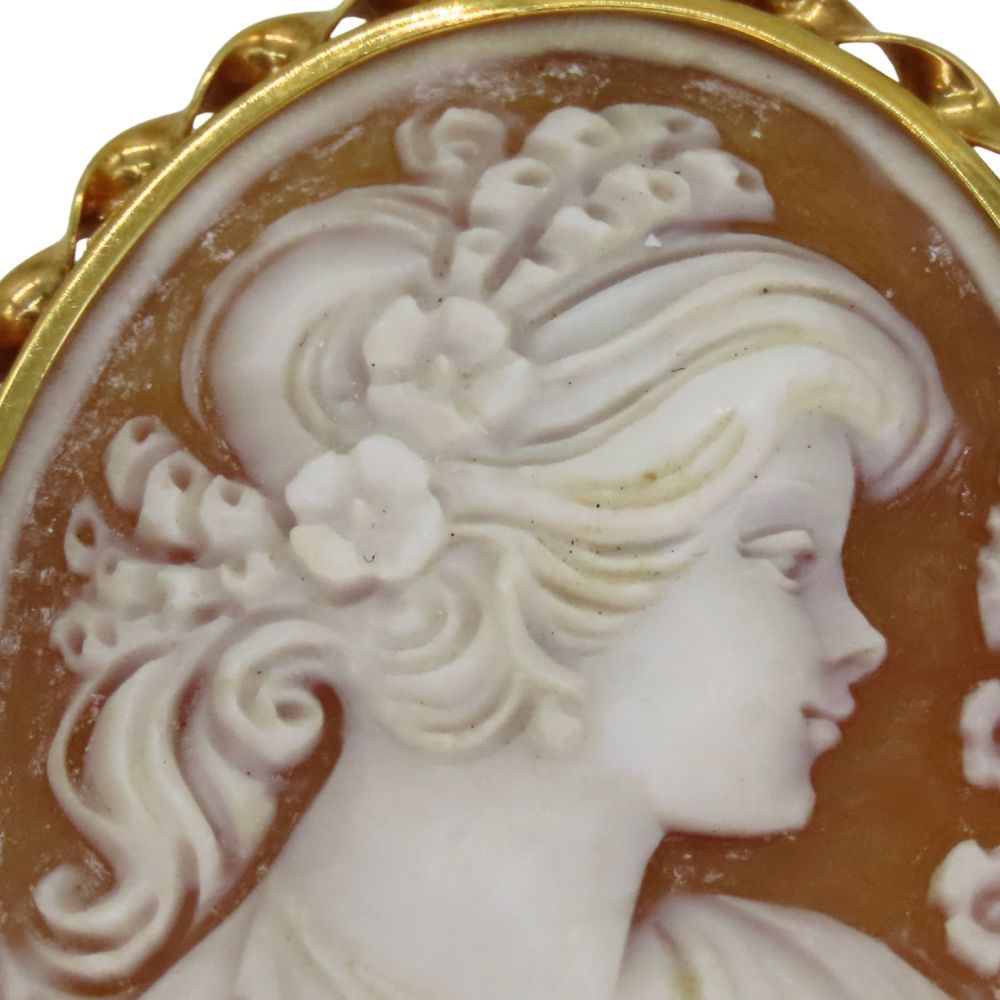 中古】カメオ ブローチ ペンダントトップ K18 ノーブランド ゴールド