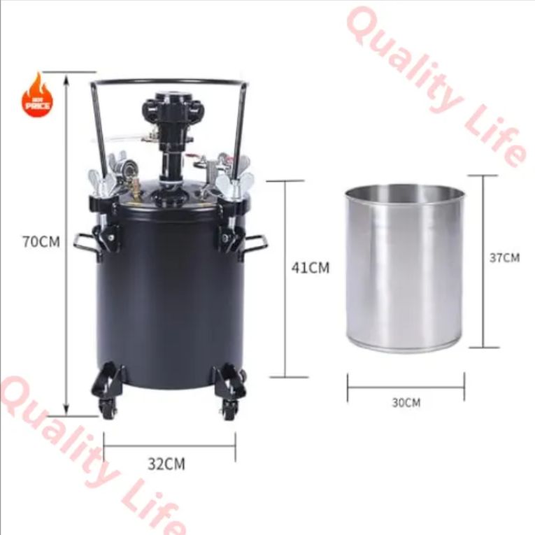 動混合塗料タンク エア自動撹拌スプレーペイント圧力ポットタンク 加圧式塗料缶 ペイント 塗料かき混ぜ缶 30 L 6.5ガロン圧力ポットペイントタンク レギュレーター圧力計付き 大量塗装および自動車用 自動攪拌塗料バケツ60