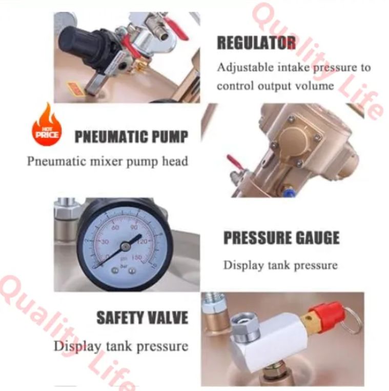 6.5ガロン圧力ポットペイントタンク レギュレーター圧力計付き
