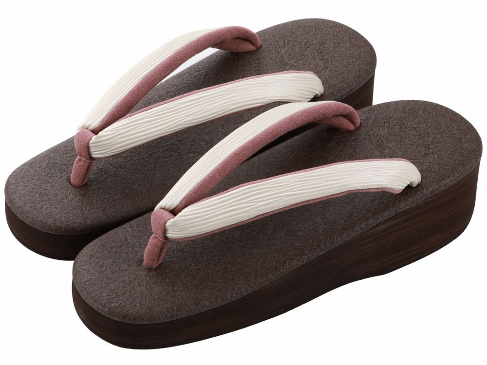 菱屋謹製 カレンブロッソ うまくいく紋 ソフト鼻緒 おしゃれ カフェ草履 Lサイズ ブラウン系 hiy-81-346