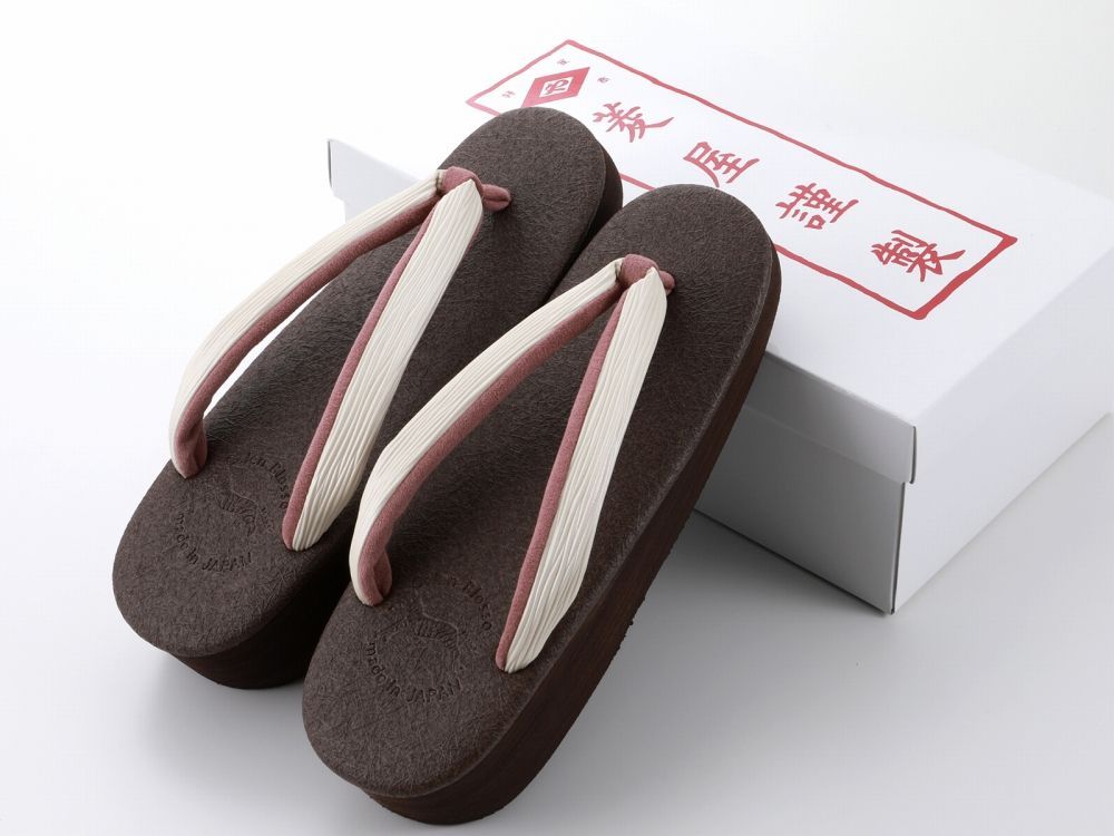 菱屋謹製 カレンブロッソ うまくいく紋 ソフト鼻緒 おしゃれ カフェ草履 Lサイズ ブラウン系 hiy 81 346