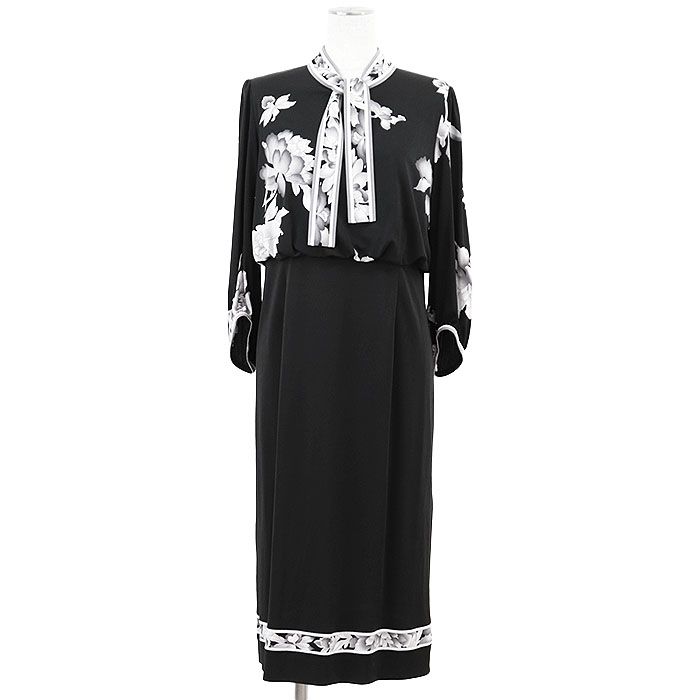 未使用】LEONARD レオナール ワンピース 花柄 フローラル リボンタイ