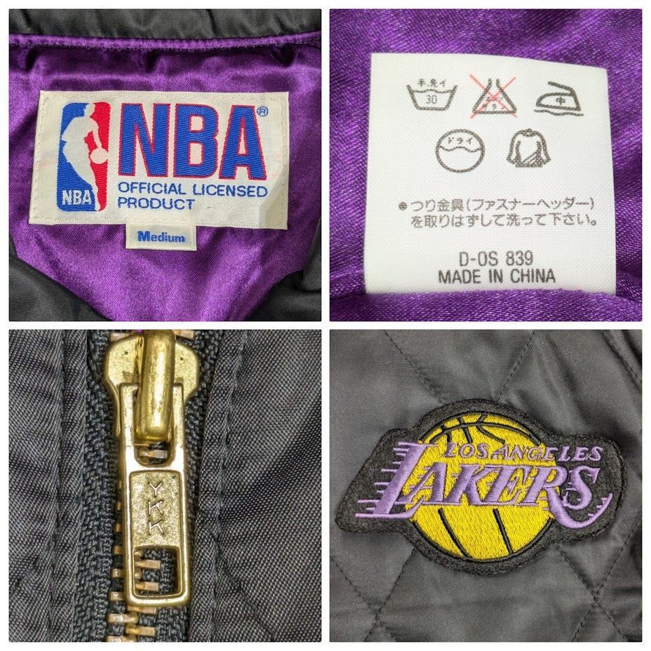 22 90s NBA LAKERS レイカーズ キルティングジャケット 古着 ナイロン