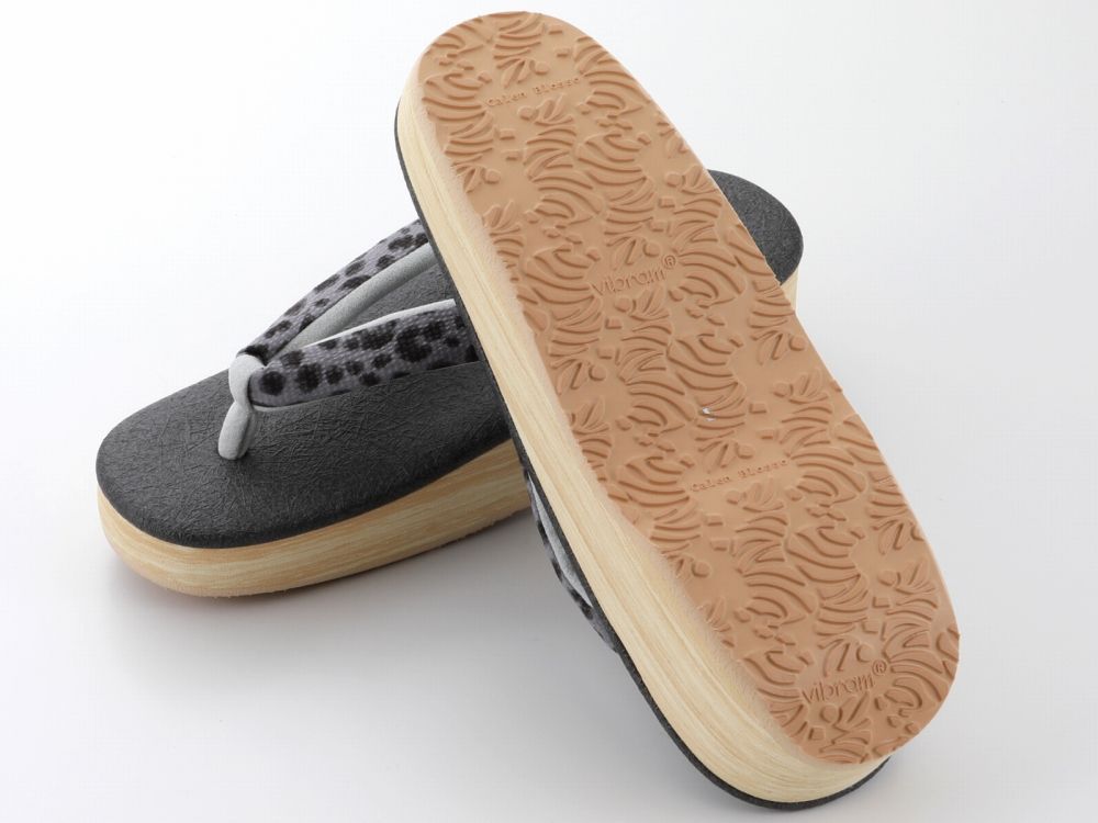  菱屋謹製 カレンブロッソ うまくいく紋 ソフト鼻緒 おしゃれ カフェ草履 Lサイズ ダークグレー系 hiy 81 347 草履 和装履物