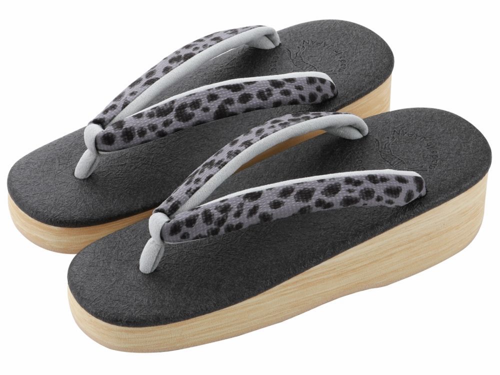 菱屋謹製 カレンブロッソ うまくいく紋 ソフト鼻緒 おしゃれ カフェ草履 Lサイズ ダークグレー系 hiy-81-347