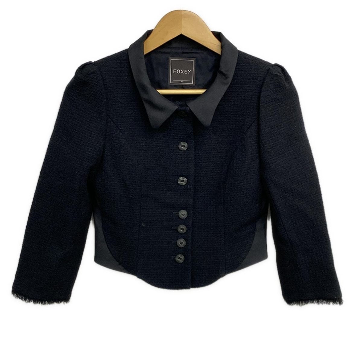 フォクシージャケット FOXEY(フォクシー) ジャケット サイズ38 M レディース 黒 春・秋物/七