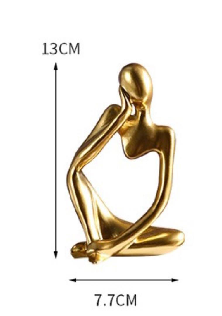 北欧風 彫刻 オブジェ 考える人 北欧 雑貨 ゴールド 高級 置物 金