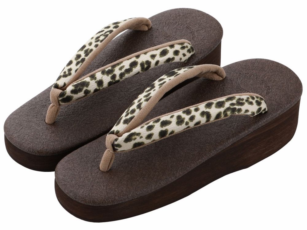 菱屋謹製 カレンブロッソ うまくいく紋 ソフト鼻緒 おしゃれ カフェ草履 Lサイズ ブラウン系 hiy-81-348