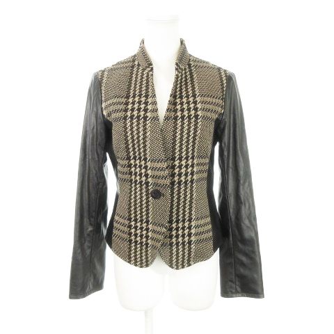 ヒロコビス HIROKO BIS ノーカラージャケット ツイード 切り替え