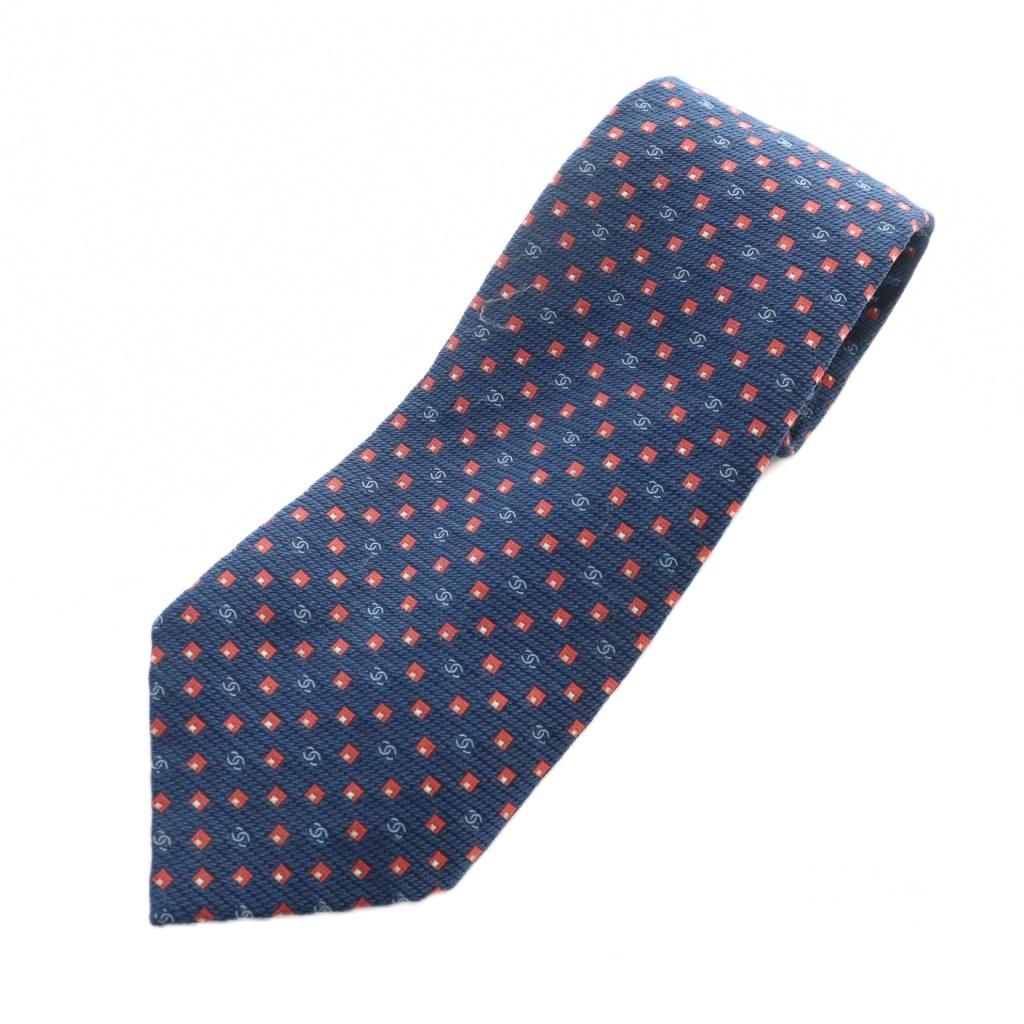 シャネル CHANEL ネクタイ レギュラータイ ロゴ 総柄 絹 シルク 紺