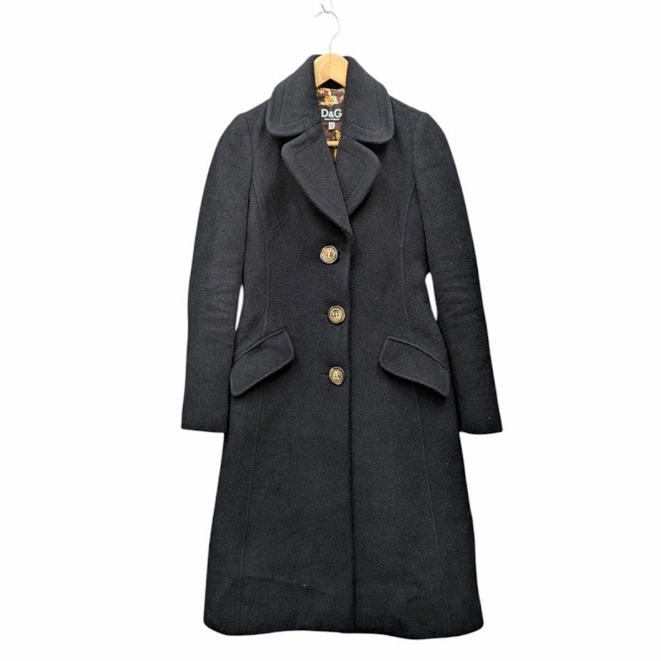 【美品】ドルチェ＆ガッバーナ ロングコート ヘリンボーン 花柄 アルパカ 38 OLD D&G DOLCE&GABBANA オールド ドルチェアンドガッバーナ ロング