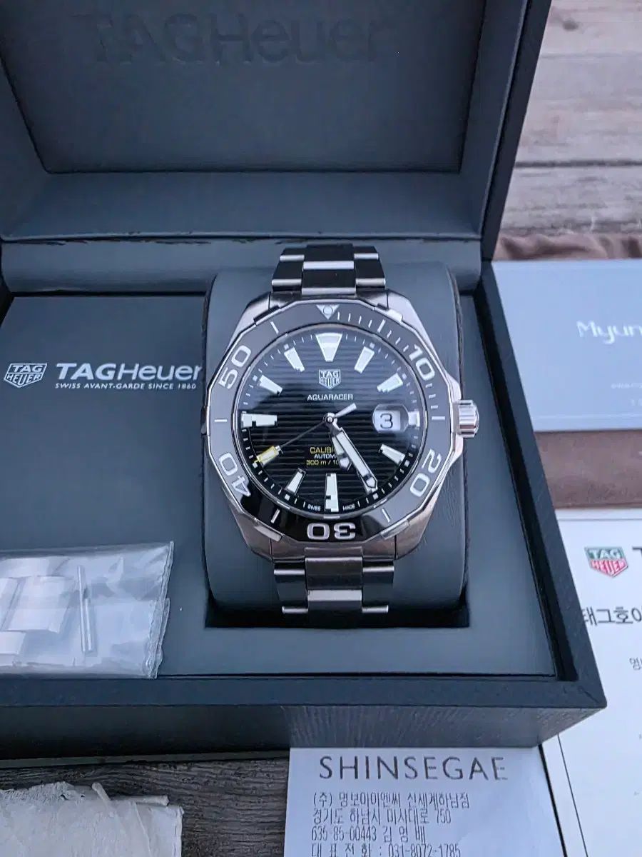 タグ ホイヤー アクアレーサー Cal 5 オートマティック ウォッチ スチールブレスレット ブラックダイヤル 43