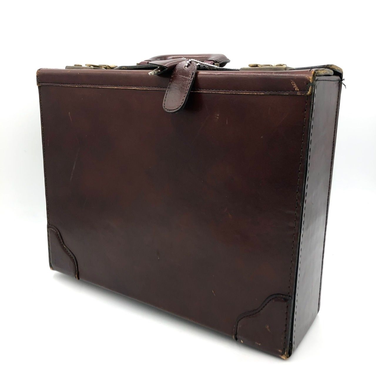 本革】レザーアタッシュケース 濃茶 ビジネスバッグ トランク レトロ
