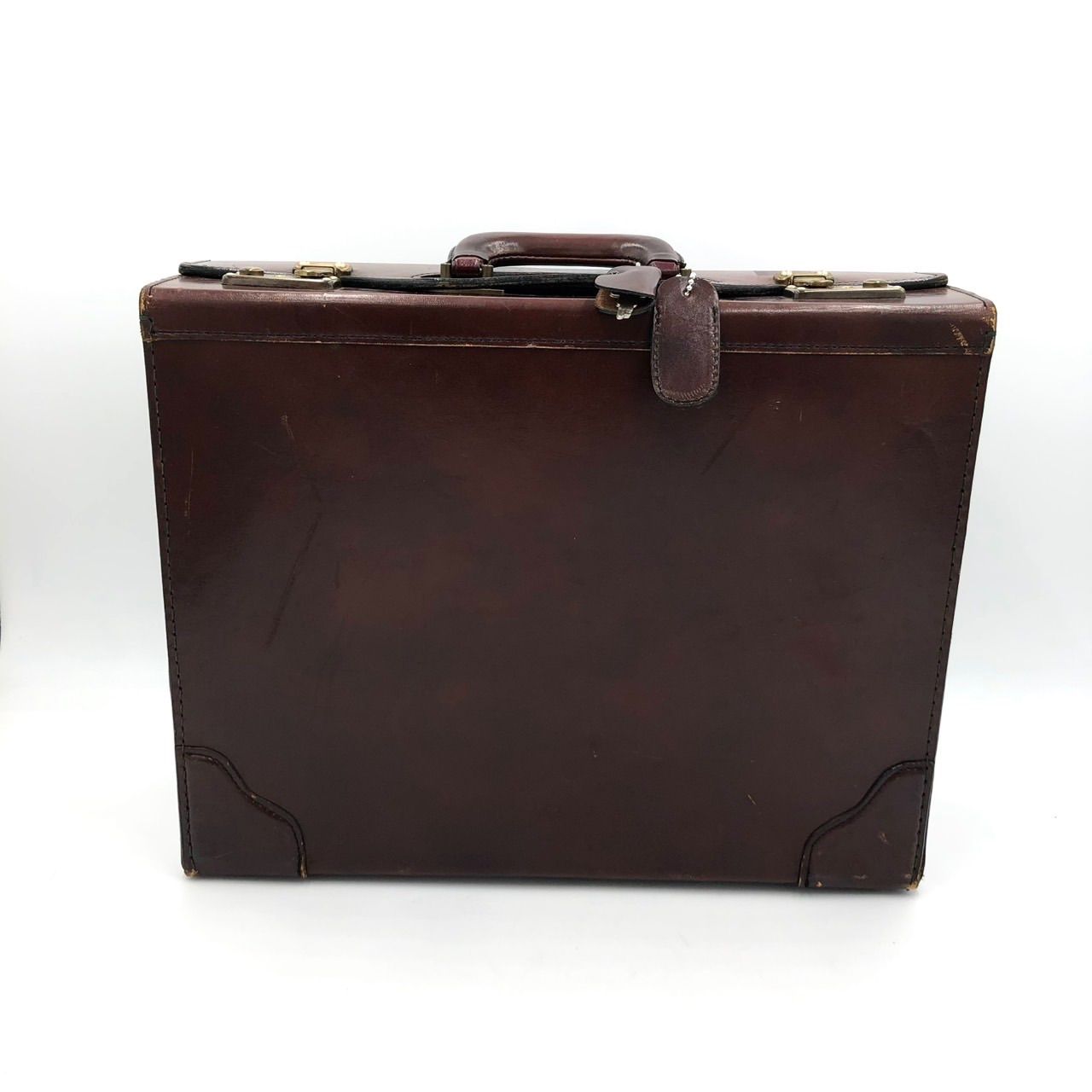 本革】レザーアタッシュケース 濃茶 ビジネスバッグ トランク レトロ