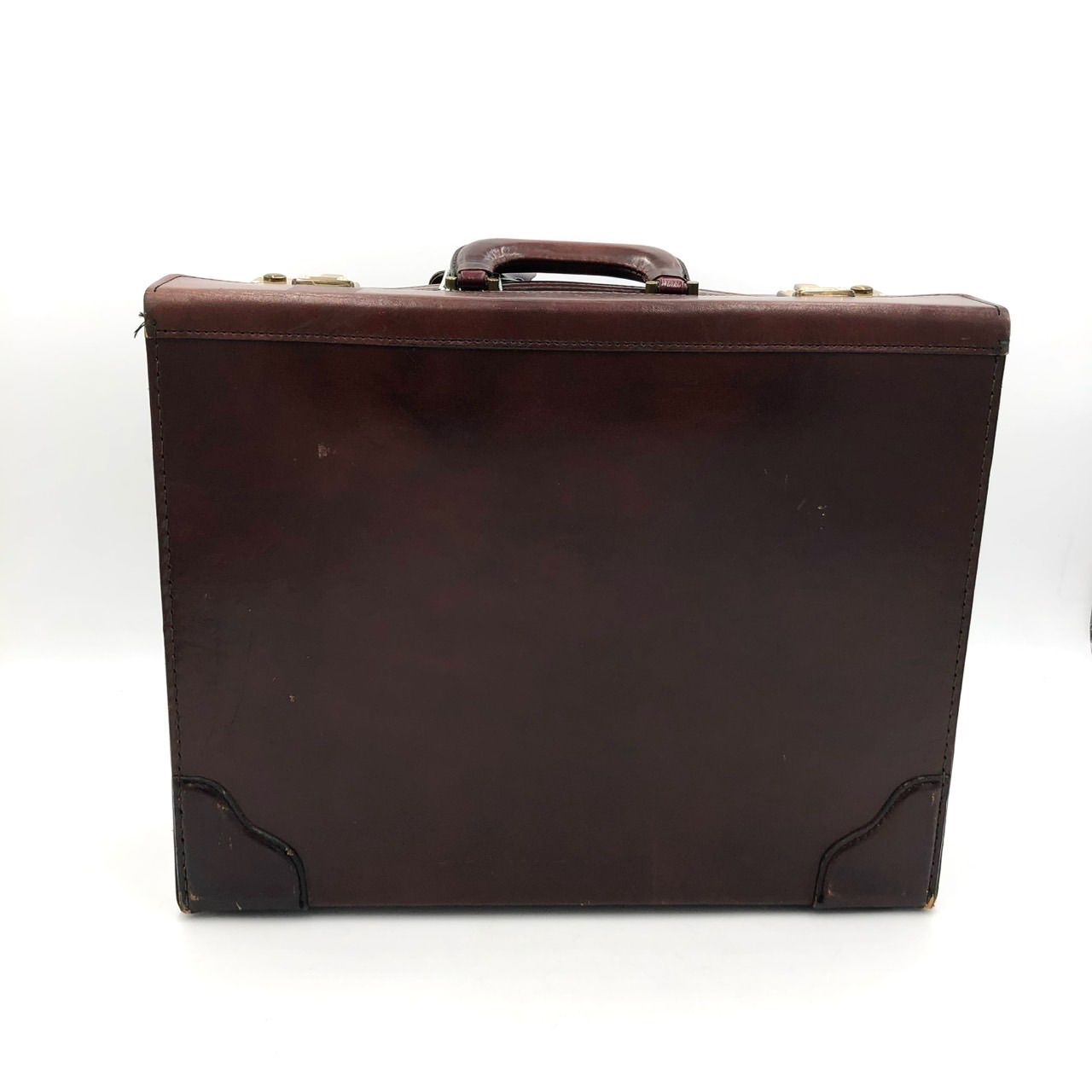 本革】レザーアタッシュケース 濃茶 ビジネスバッグ トランク レトロ