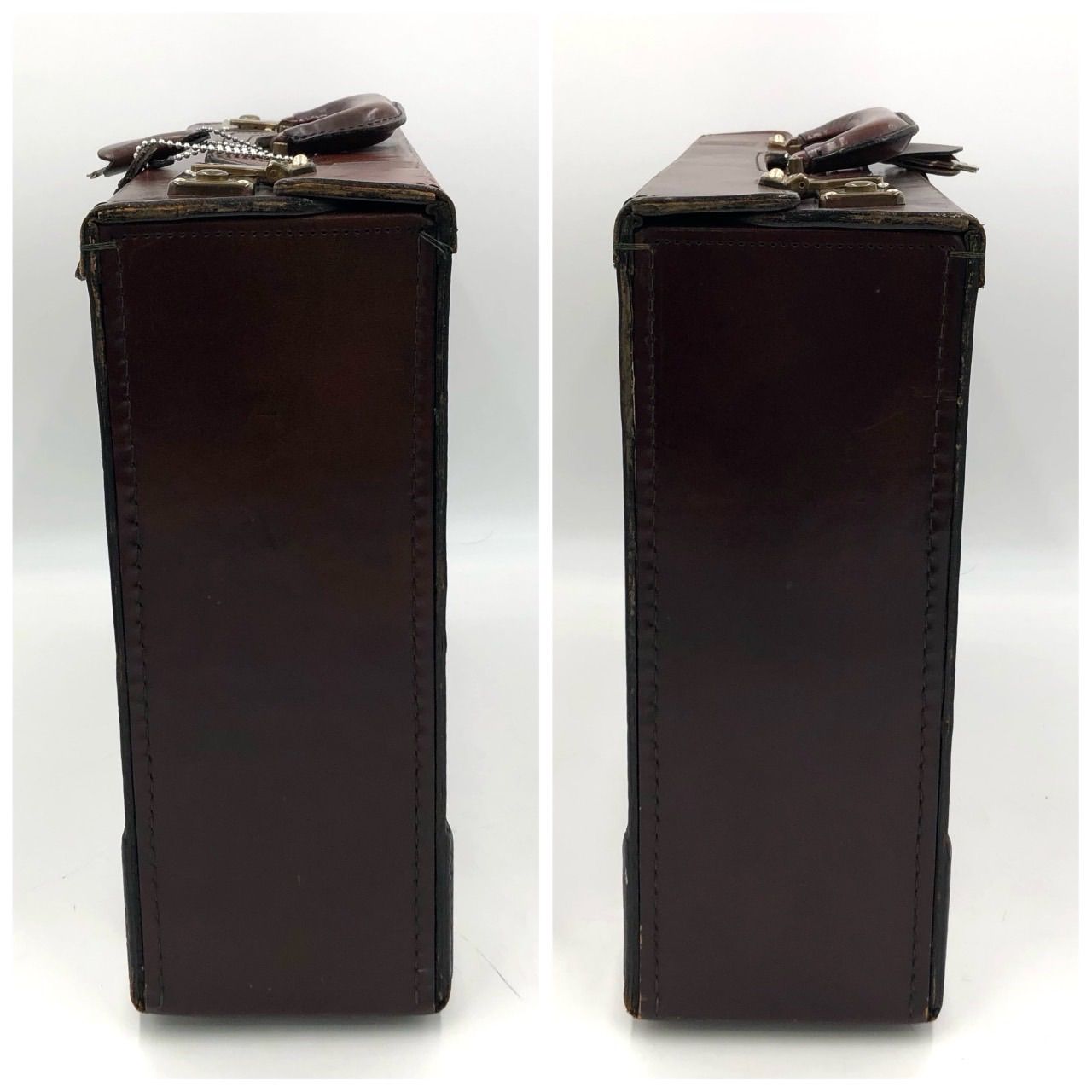 本革】レザーアタッシュケース 濃茶 ビジネスバッグ トランク レトロ