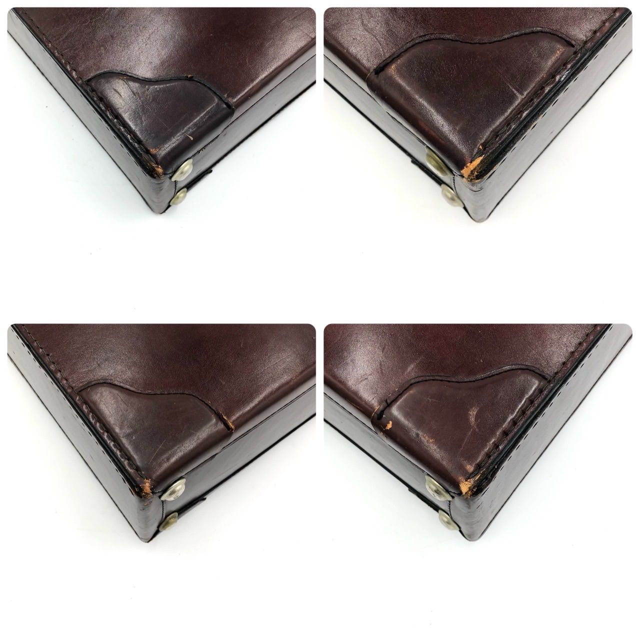 本革】レザーアタッシュケース 濃茶 ビジネスバッグ トランク レトロ