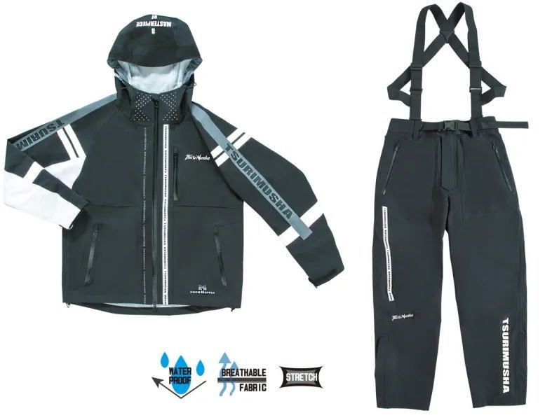釣武者 テクニカルアーム 3レイヤーレインスーツ グレー 4 Lサイズ レインウェア 釣具
