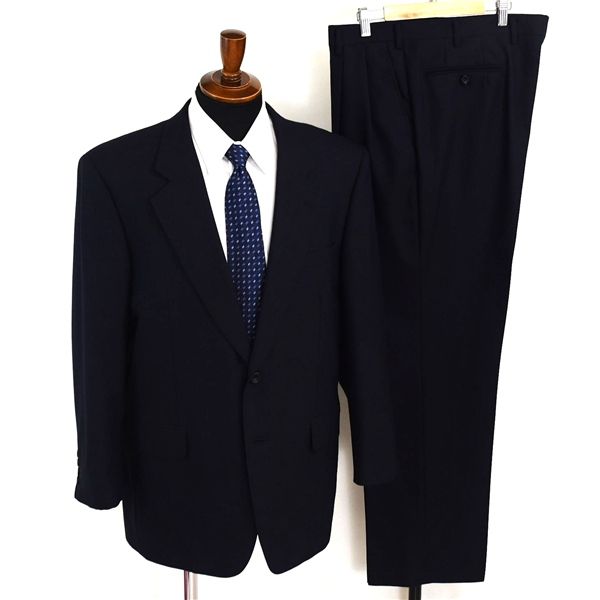 DAKS スーツ上下 DAKS 2つボタン シングルスーツ L BB5 ダークネイビー ストライプ 袖口
