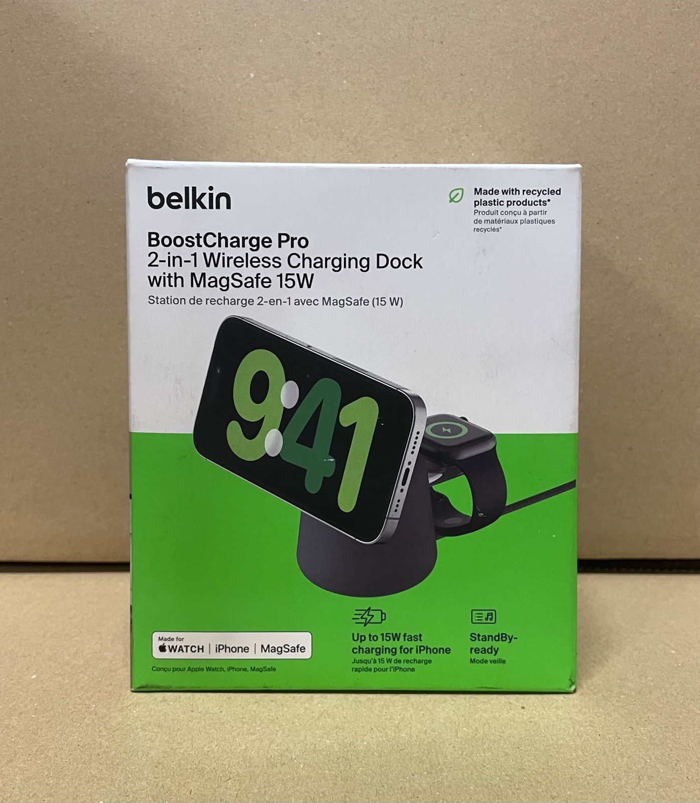 Belkin 2 in 1 MagSafe ワイヤレス充電器 最大15 W高速充電