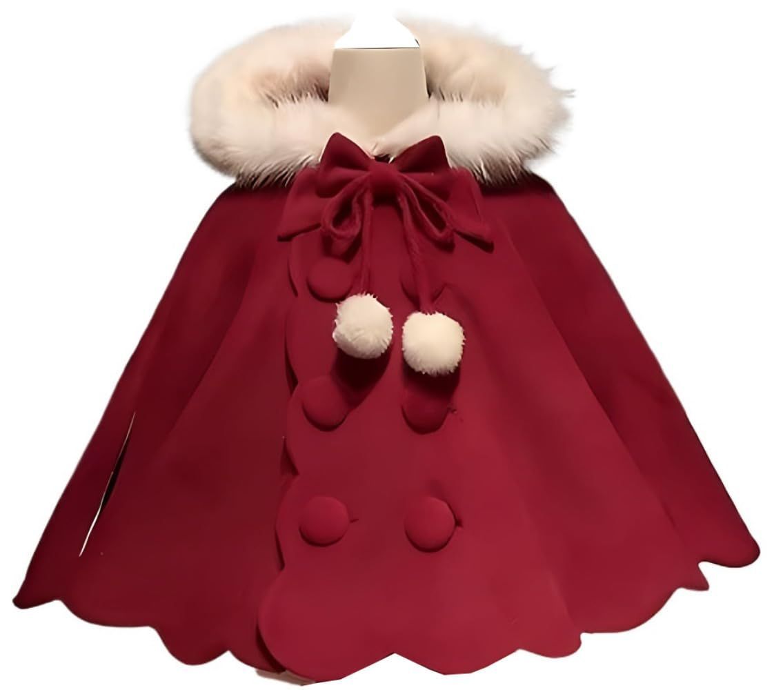 ふわふわ ロリータ風 フード付き 猫耳 ケープコート リボン ウール ショール ダブルブレスト もこもこ