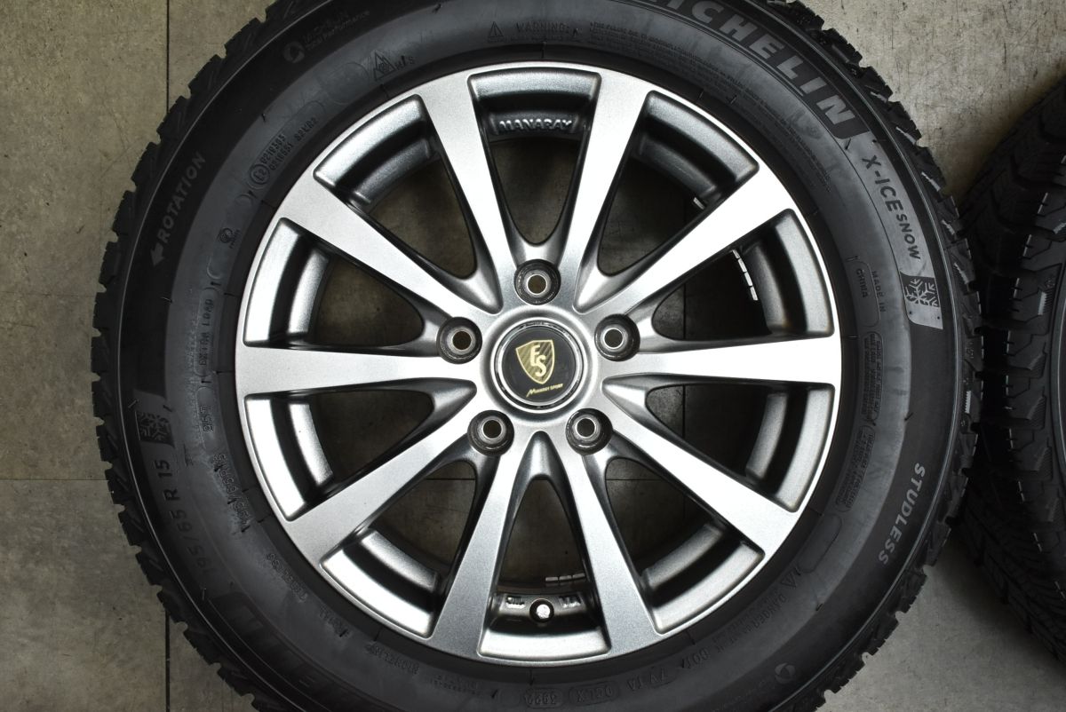  バリ溝 マナレイスポーツ 15 in 6 J 45 PCD 114 3 X ICE SNOW 195 65 R ノア ヴォクシー エスクァイア ステップワゴン セレナ アクセラ 15インチ タイヤ ホイールセット